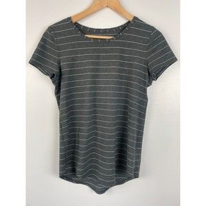 Lululemon Love Crew III Tee Short Serve Stripe Heathered Black White Women's 8